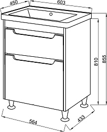 Ceruttispa Тумба с раковиной Эмилия grey 60 – фотография-3